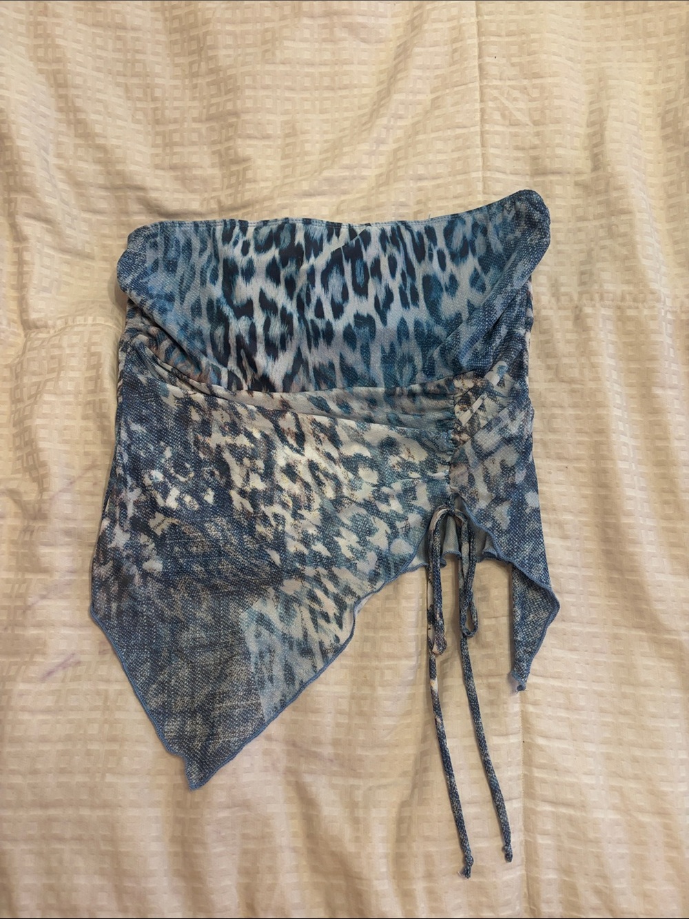 See You Monday Blue Animal Print Asymmetrical Tank Top
